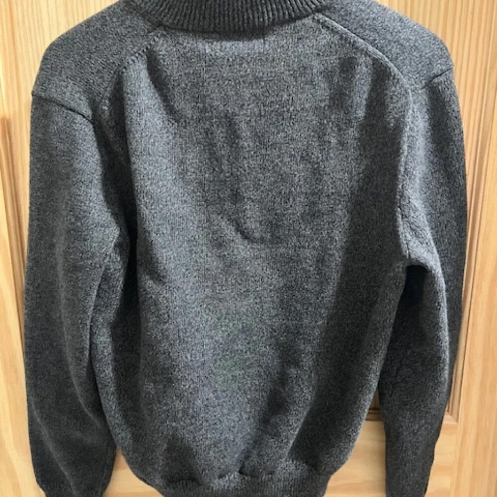 Polo Ralph Lauren men's quarter-zip sweater‎ knit charcoal mock neck Large